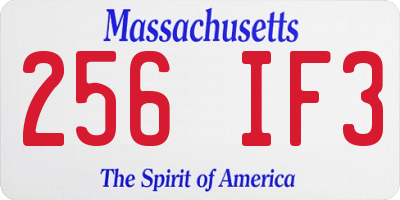 MA license plate 256IF3