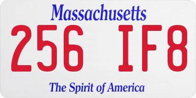 MA license plate 256IF8