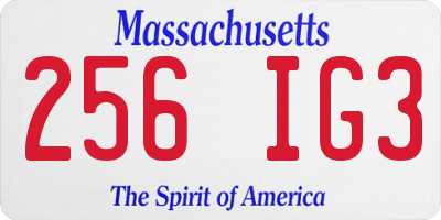 MA license plate 256IG3