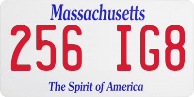 MA license plate 256IG8