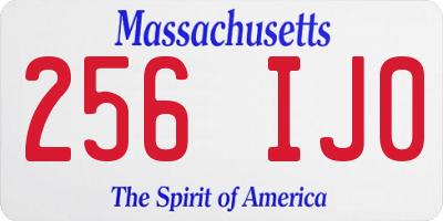 MA license plate 256IJ0