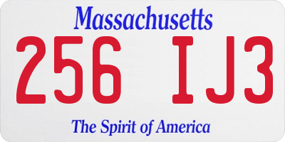 MA license plate 256IJ3