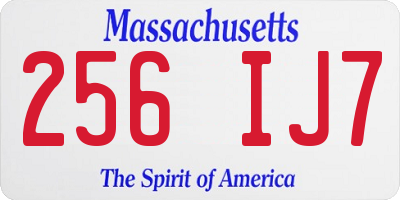 MA license plate 256IJ7