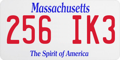 MA license plate 256IK3