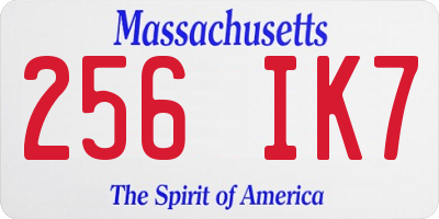 MA license plate 256IK7