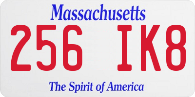 MA license plate 256IK8