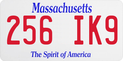 MA license plate 256IK9
