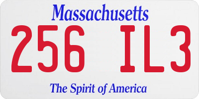 MA license plate 256IL3