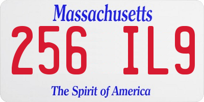 MA license plate 256IL9