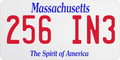 MA license plate 256IN3