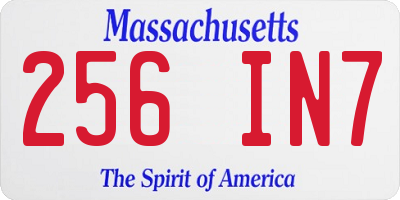 MA license plate 256IN7