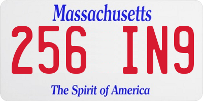 MA license plate 256IN9