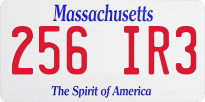 MA license plate 256IR3
