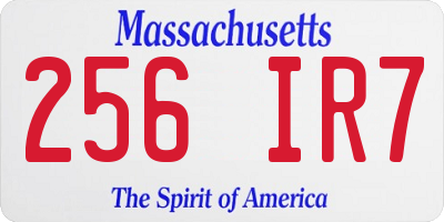 MA license plate 256IR7