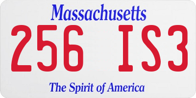MA license plate 256IS3