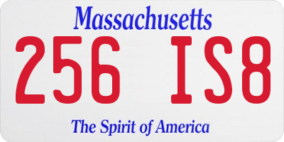 MA license plate 256IS8