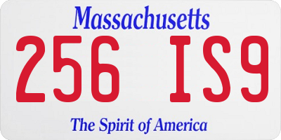 MA license plate 256IS9