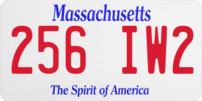 MA license plate 256IW2