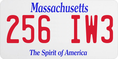 MA license plate 256IW3