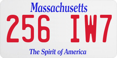 MA license plate 256IW7