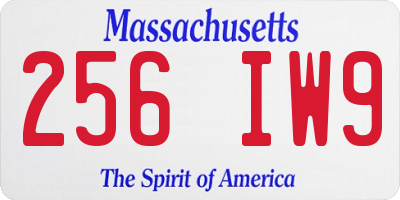 MA license plate 256IW9