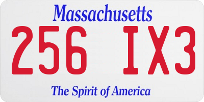 MA license plate 256IX3