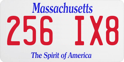 MA license plate 256IX8