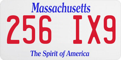 MA license plate 256IX9