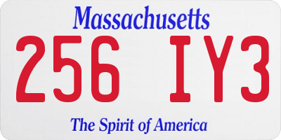 MA license plate 256IY3