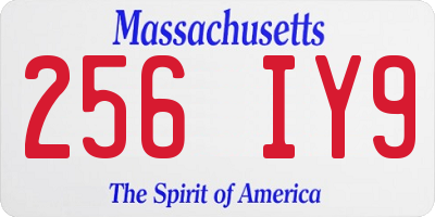 MA license plate 256IY9