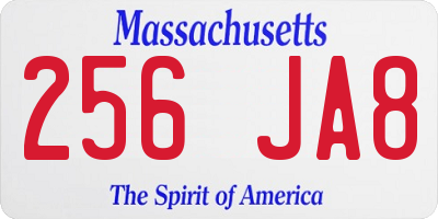 MA license plate 256JA8