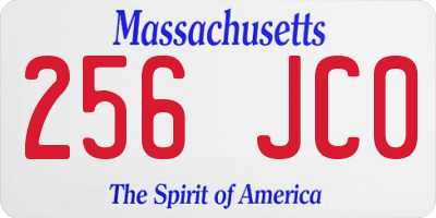MA license plate 256JC0