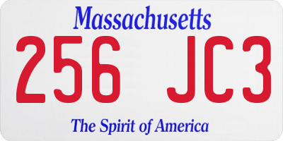 MA license plate 256JC3