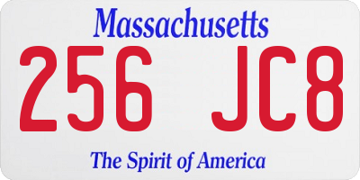 MA license plate 256JC8