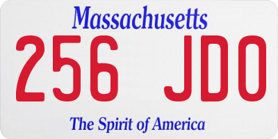 MA license plate 256JD0