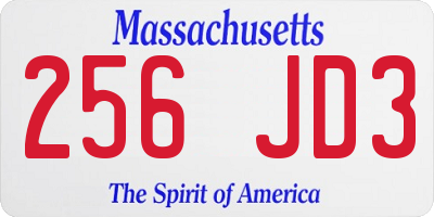 MA license plate 256JD3