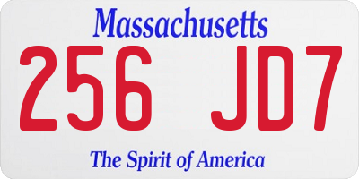 MA license plate 256JD7