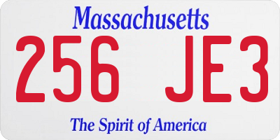 MA license plate 256JE3
