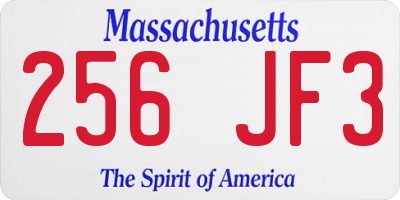 MA license plate 256JF3