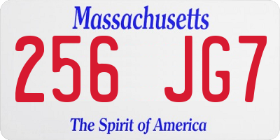 MA license plate 256JG7