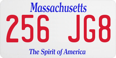 MA license plate 256JG8