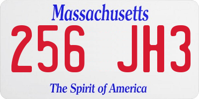 MA license plate 256JH3