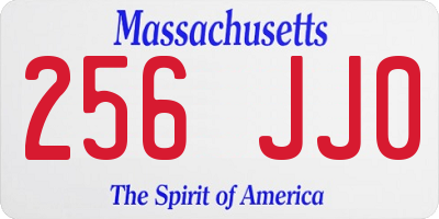 MA license plate 256JJ0