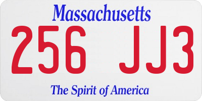MA license plate 256JJ3