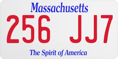 MA license plate 256JJ7