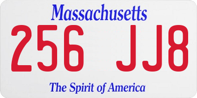 MA license plate 256JJ8