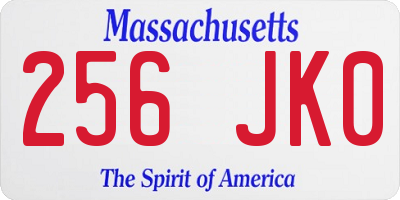 MA license plate 256JK0