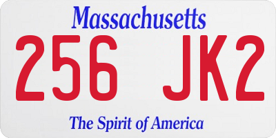 MA license plate 256JK2