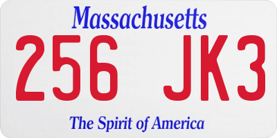 MA license plate 256JK3