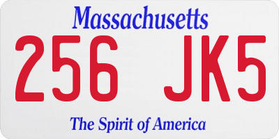 MA license plate 256JK5